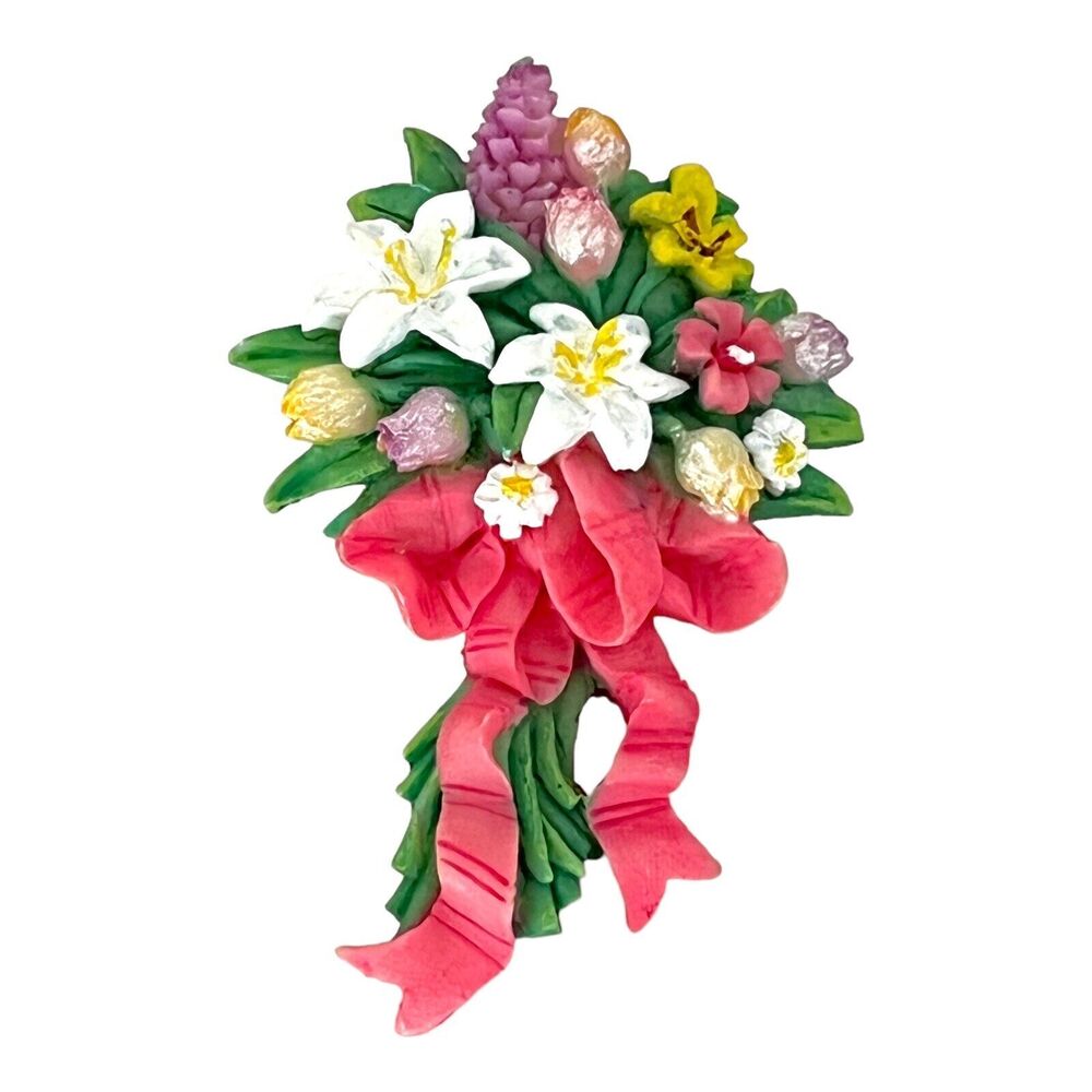 Vintage 1960s Floral Bouquet Brooch Figural Pin - 3A